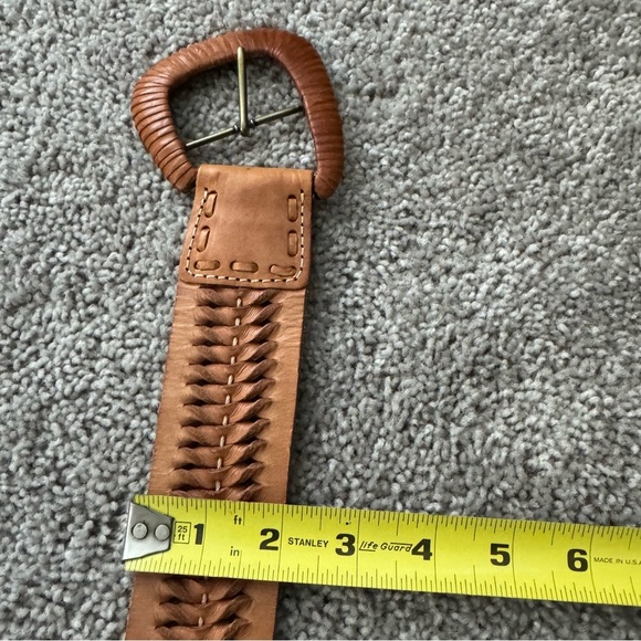 Via Spiga Tan Woven Leather Belt Boho Western Cowboy - Picture 9 of 9